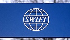  AP/Geert Vanden Wijngaert, Logo des Finanzdienstleisters SWIFT.